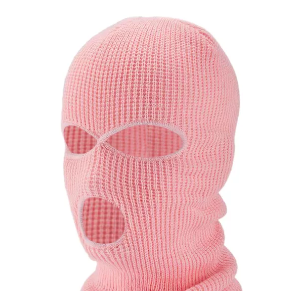 Balaclava - Strick-Saugmaske mit 3 Öffnungen (Pink)