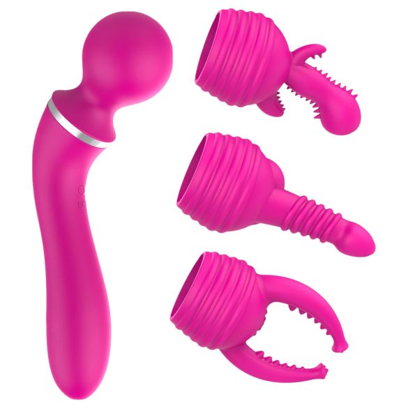 Lonely 2in1 - Massager & G-Punkt Vibrator 3 Aufsätzen (Pink)