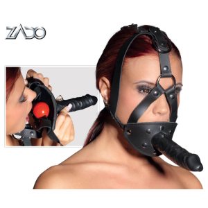 ZADO - Ledermaske mit Werkzeug-Dildo (schwarz)
