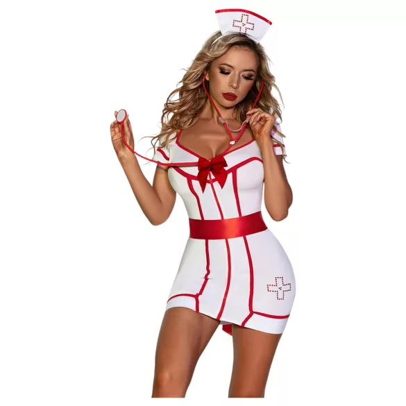 JSY 094 - Krankenschwester-Kostüm - weiß-rot - L/XL