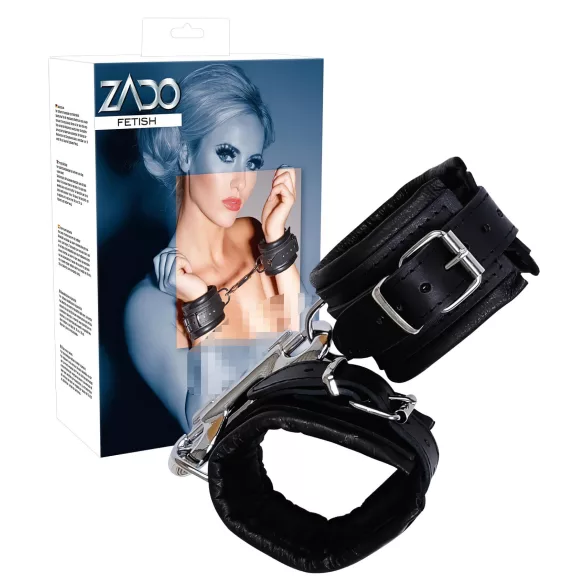 ZADO - Schwarze Lederhandfesseln mit Karabiner