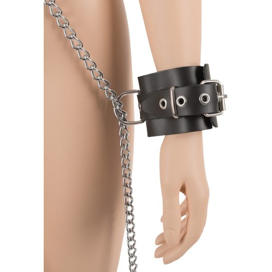 ZADO - Leder Hals-Armband-Knöchel Fessel Set (schwarz)