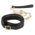ZADO - Lederhalsband und Leine (Schwarz-Gold)