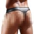 Glänzender Herrenstring mit transparentem Einsatz (schwarz) - XL