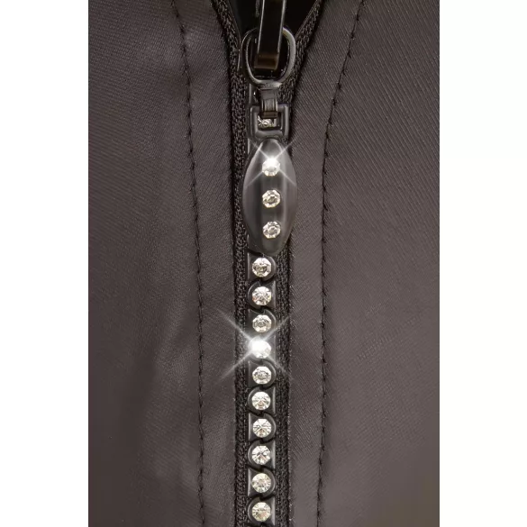 Svenjoyment - glänzender Herren-String mit Strass-Reißverschluss (schwarz) - 2XL