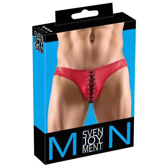 Svenjoyment - Schwarze Herren-Unterhose mit Schnürung (Rot) - L