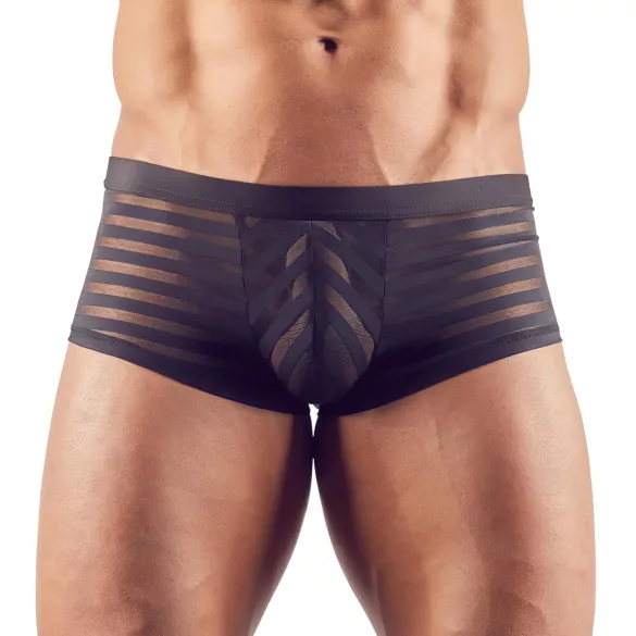 Svenjoyment - Transparente, gestreifte Boxershorts (schwarz)