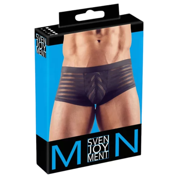 Svenjoyment - Transparente, gestreifte Boxershorts (schwarz) - L