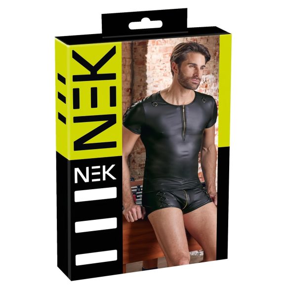 NEK - Mattes Herren-T-Shirt mit kurzen Ärmeln (Schwarz) - M