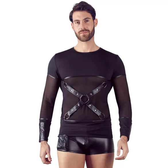 NEK - Langarmshirt mit Kreuzträger für Herren (schwarz) - M