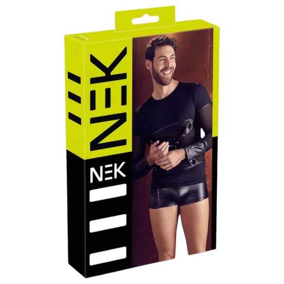 NEK - Langarmshirt mit Kreuzträger für Herren (schwarz) - XL