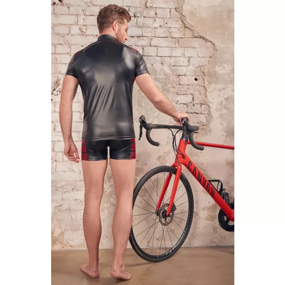 NEK - Herren-Shirt mit roten Einsätzen und Reißverschluss (schwarz) - XL