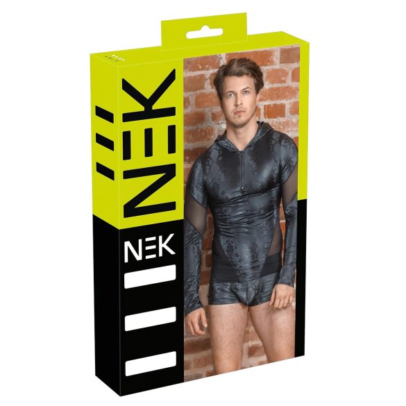 NEK - Herren-Kapuzenpullover mit Schlangenleder-Optik (schwarz) - M