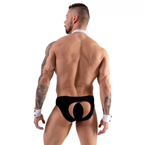 Svenjoyment - Herren Kellner-Tanga-Set (schwarz-weiß) - L