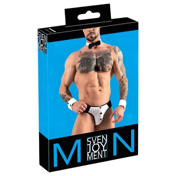 Svenjoyment - Herren Kellner-Tanga-Set (schwarz-weiß) - XL