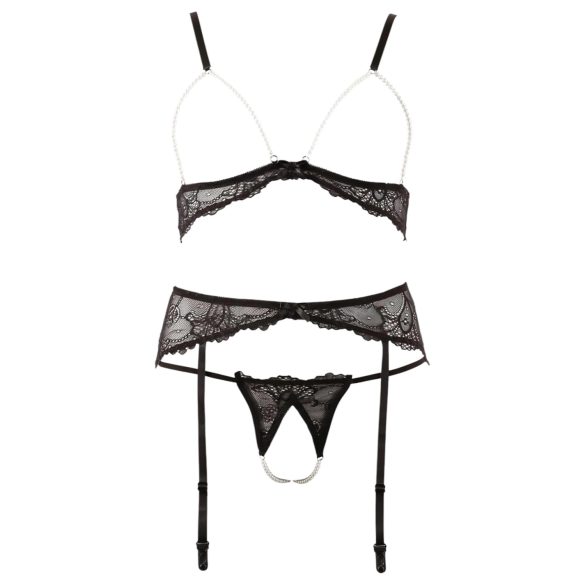 Abierta Fina - Perlenverziertes Spitzen-Dessous-Set