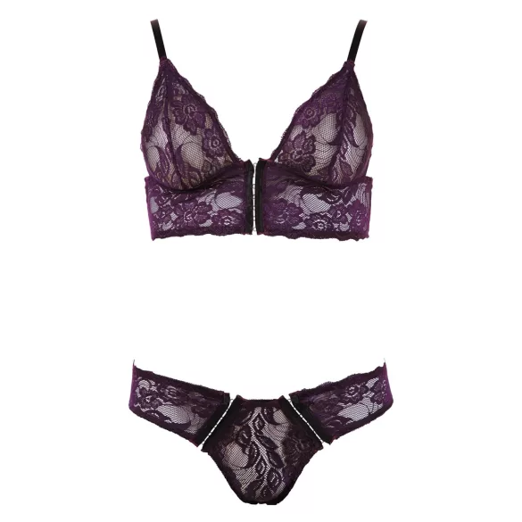 Cottelli - Blumiges Spitzen-BH-Set (lila)