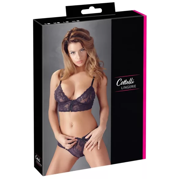 Cottelli - Blumiges Spitzen-BH-Set (lila) - L