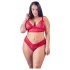 Cottelli Plus Size - weiches Spitzen-BH-Set (rot) - 2XL