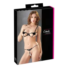 Cottelli - Funkelndes besticktes BH-Set (schwarz) - M