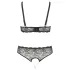 Cottelli Plus Size - Perlen-BH-Set (schwarz) - 2XL