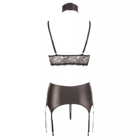 Cottelli Bondage - Glänzendes Spitzenwäsche-Set (4-teilig) - M