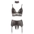 Cottelli Bondage - Glänzendes Spitzenwäsche-Set (4-teilig) - L