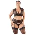 Cottelli Plus Size - Strass, Spitze Dessous-Set (Schwarz)