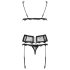 Obsessive Emperita - Set aus feiner Stickerei-Unterwäsche (Schwarz)