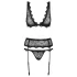 Obsessive Emperita - zart besticktes Lingerie-Set (schwarz) - L/XL