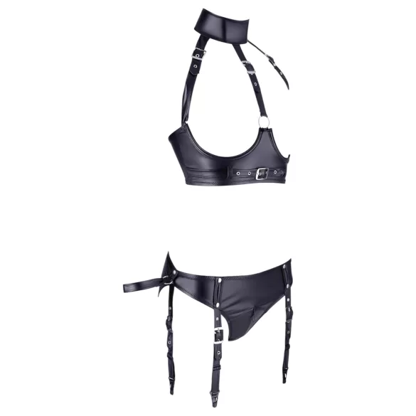 Cottelli Bondage - Glänzendes Hebe-Set mit Fesseln (schwarz) - L