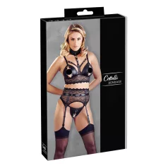   Cottelli Bondage - Spitzen-Unterwäsche-Set mit Handschellen (schwarz)