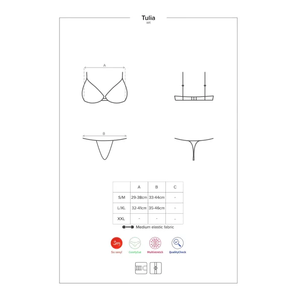 Obsessive Tulia - Spitzenwäsche-Set (schwarz-pink) - L/XL