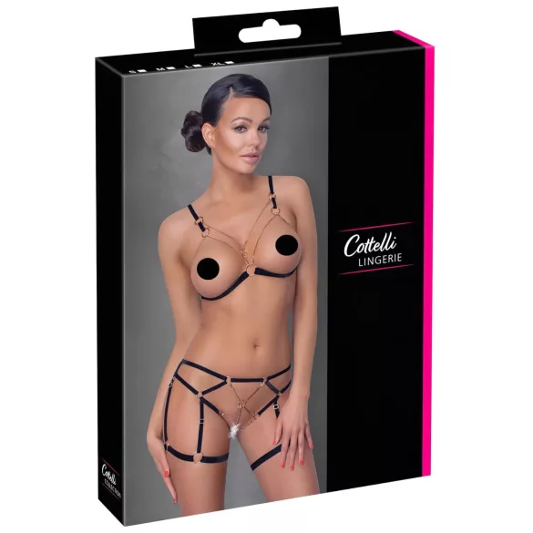 Cottelli - Kettenkette Zierkörperschmuck - 2-teilig (schwarz)