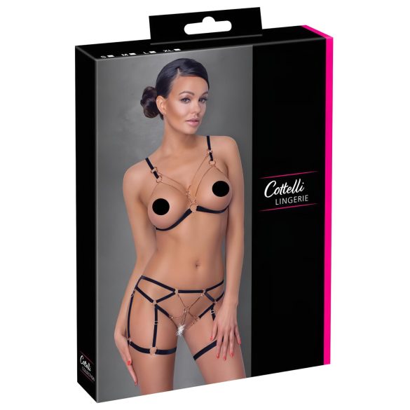 Cottelli - Kettelteiliges Körperharness mit Kettenverzierung (schwarz) - M