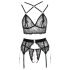 Abierta Fina - Verführerisches Spitzen-Lingerie-Set (schwarz)