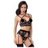 Abierta Fina - Verführerisches Spitzen-Lingerie-Set (schwarz) - L
