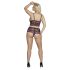 Cottelli Plus Size - Blumen-BH-Set (schwarz-lila)
