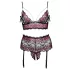 Cottelli Curves - Blumiges, offenes BH-Set (schwarz)