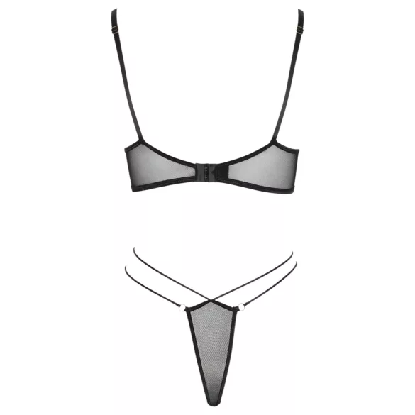 Cottelli - Transparenter, spitzenbesetzter BH-Set (schwarz)