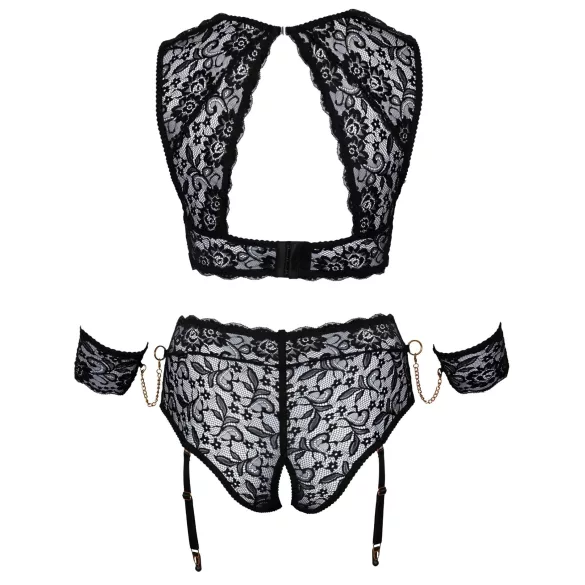 Cottelli Bondage Plus Size - Spitzen-BH-Set (schwarz) - 4XL