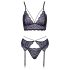 Cottelli - 3-teiliges Spitzenwäsche-Set (Schwarz-Violett) - L