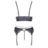 Cottelli - 3-teiliges Spitzenwäsche-Set (Schwarz-Violett) - L
