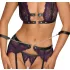 Cottelli Bondage - Dessous-Set und Handschellen (Schwarz-Lila) - XL
