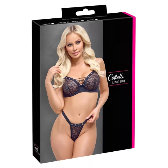 Cottelli Party - Schnür-BH-Set (schwarz)