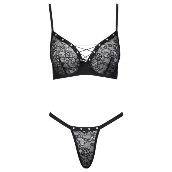 Cottelli Party - Schnür-BH-Set (schwarz) - 85C/L