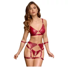 Cottelli Bondage - Glänzendes BH-Set & Handschellen (Rot)