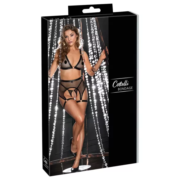 Cottelli Bondage - durchsichtiges Netzset mit Ketten (schwarz)