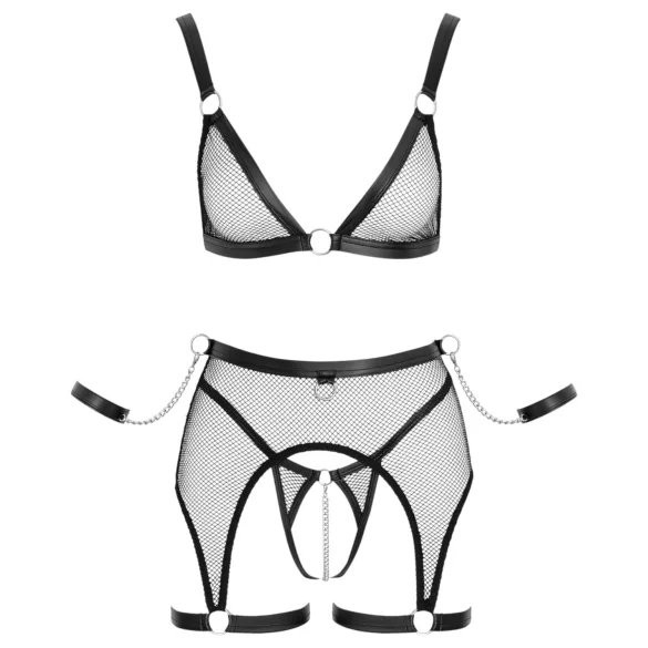 Cottelli Bondage - durchsichtiges Netzset mit Ketten (schwarz)