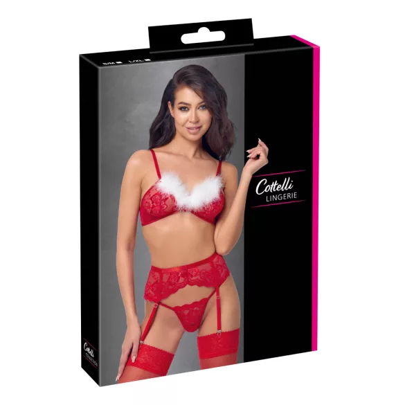 Cottelli - Spitzen-Weihnachts-BH-Set (rot)